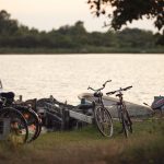 vélos au bord d'une rivière