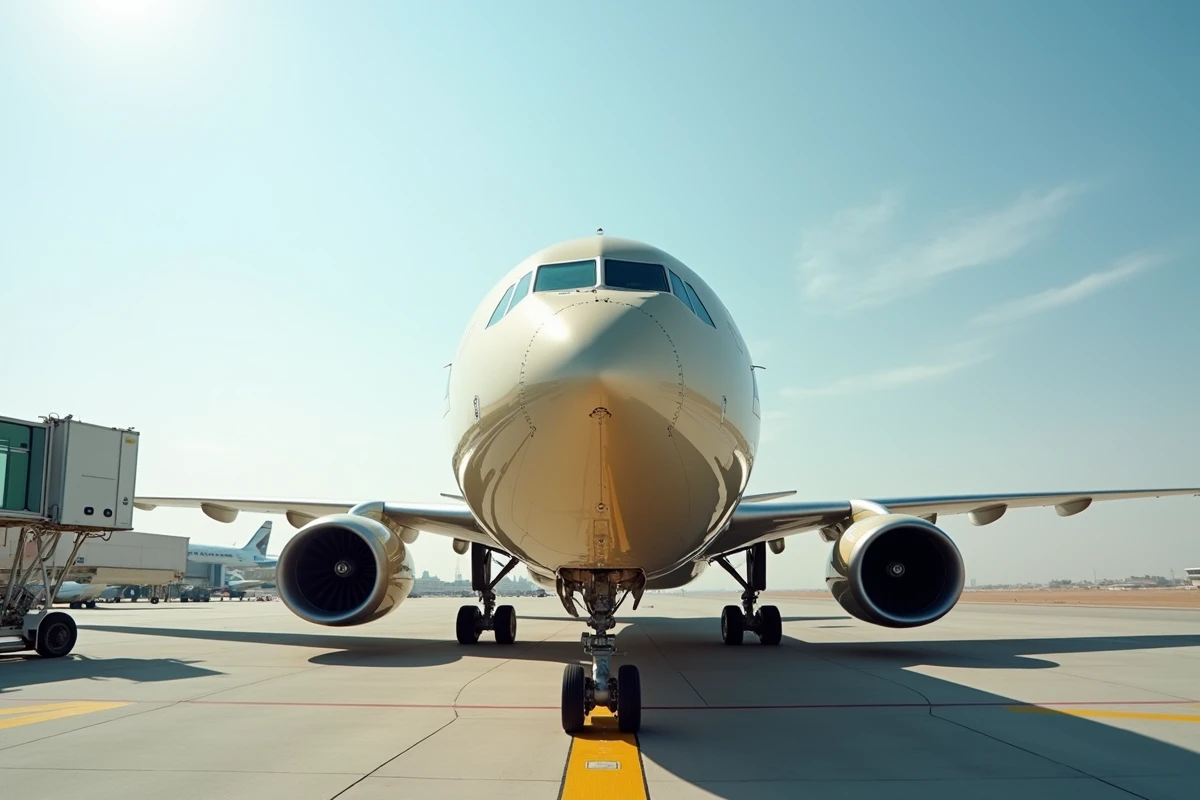 Avion Etihad Airways sur le tarmac de l'aéroport international d'Abu Dhabi