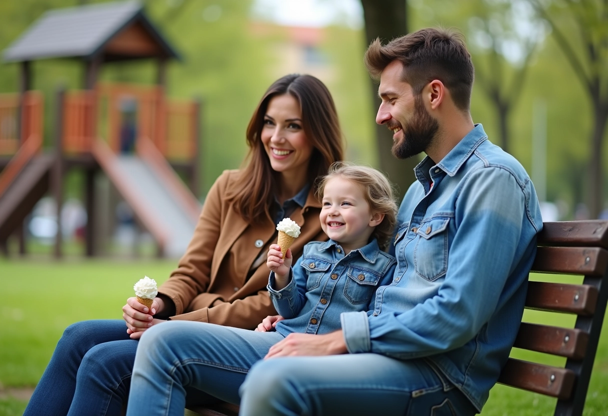 Enfant mangeant une glace dans le parc Letna à Prague