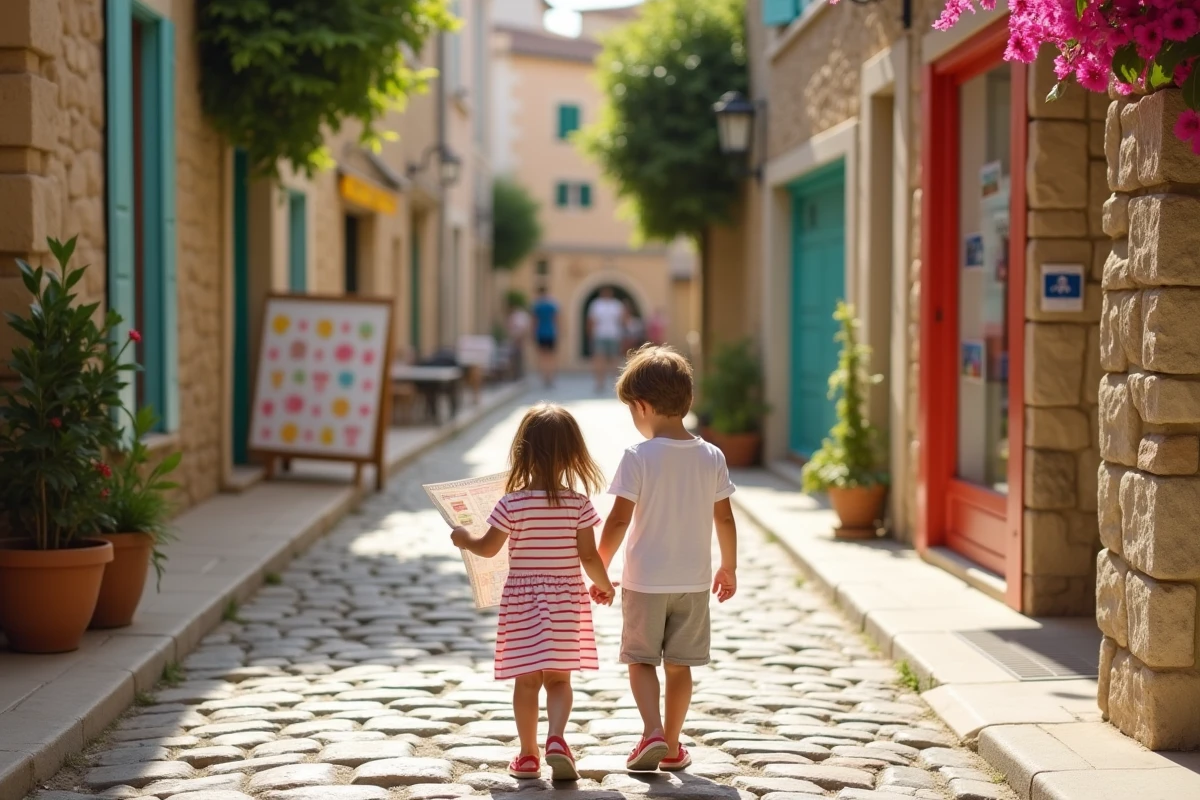 Enfants explorant les ruelles de Leucate
