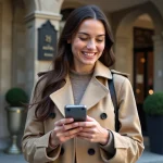 Femme en trench devant un hôtel de Dijon