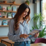 Jeune femme marocaine souriante dans un bureau à Fès