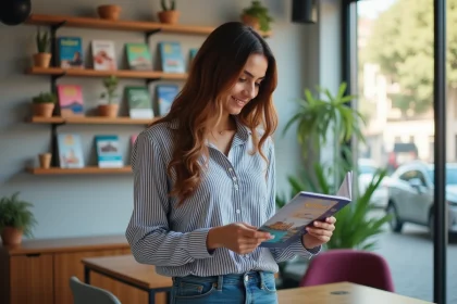 Jeune femme marocaine souriante dans un bureau à Fès