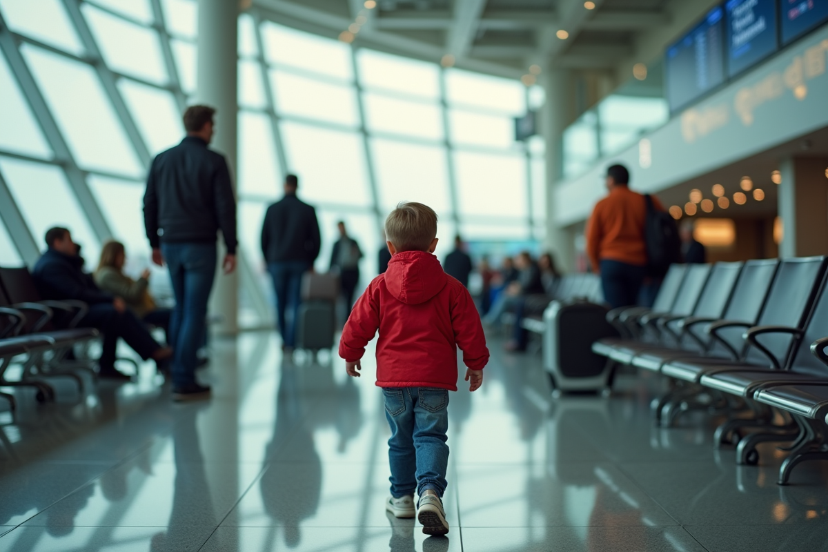 Garçon de 8 ans tenant la main de son parent à l