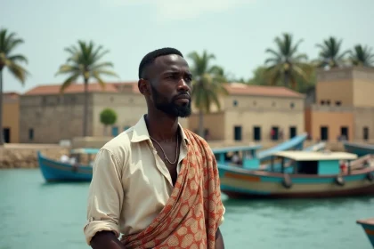 Homme zanzibarien au bord du port de Stone Town