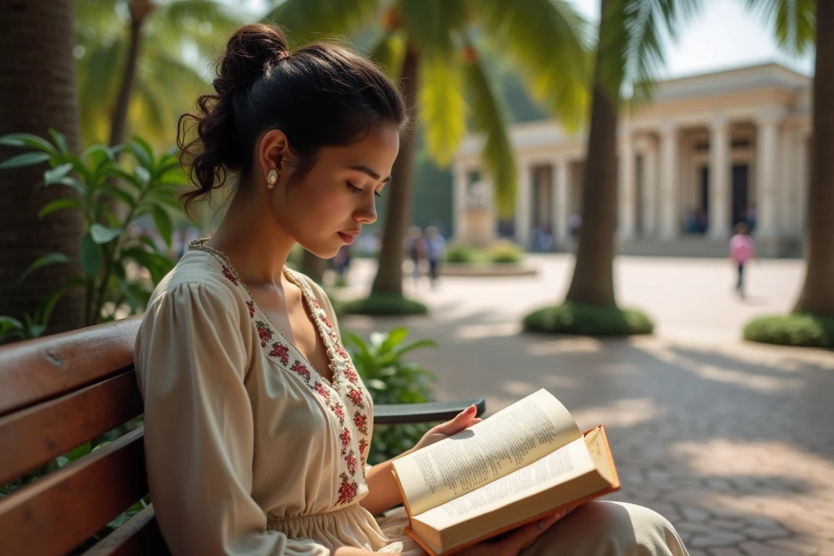 Jeune femme lisant un livre d