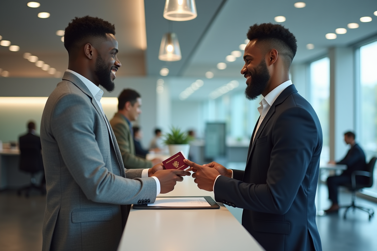 Jeune homme noir au guichet d