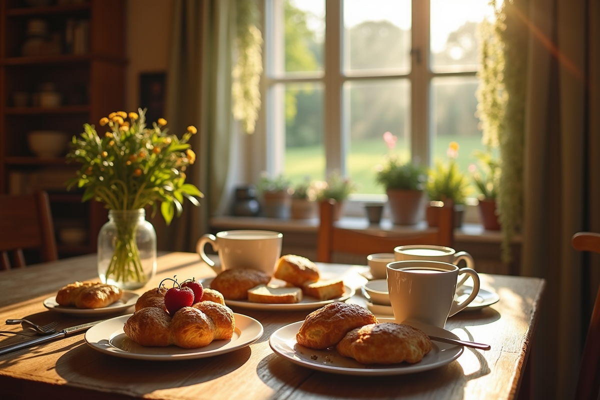 Petit déjeuner romantique dans une maison normande chaleureuse