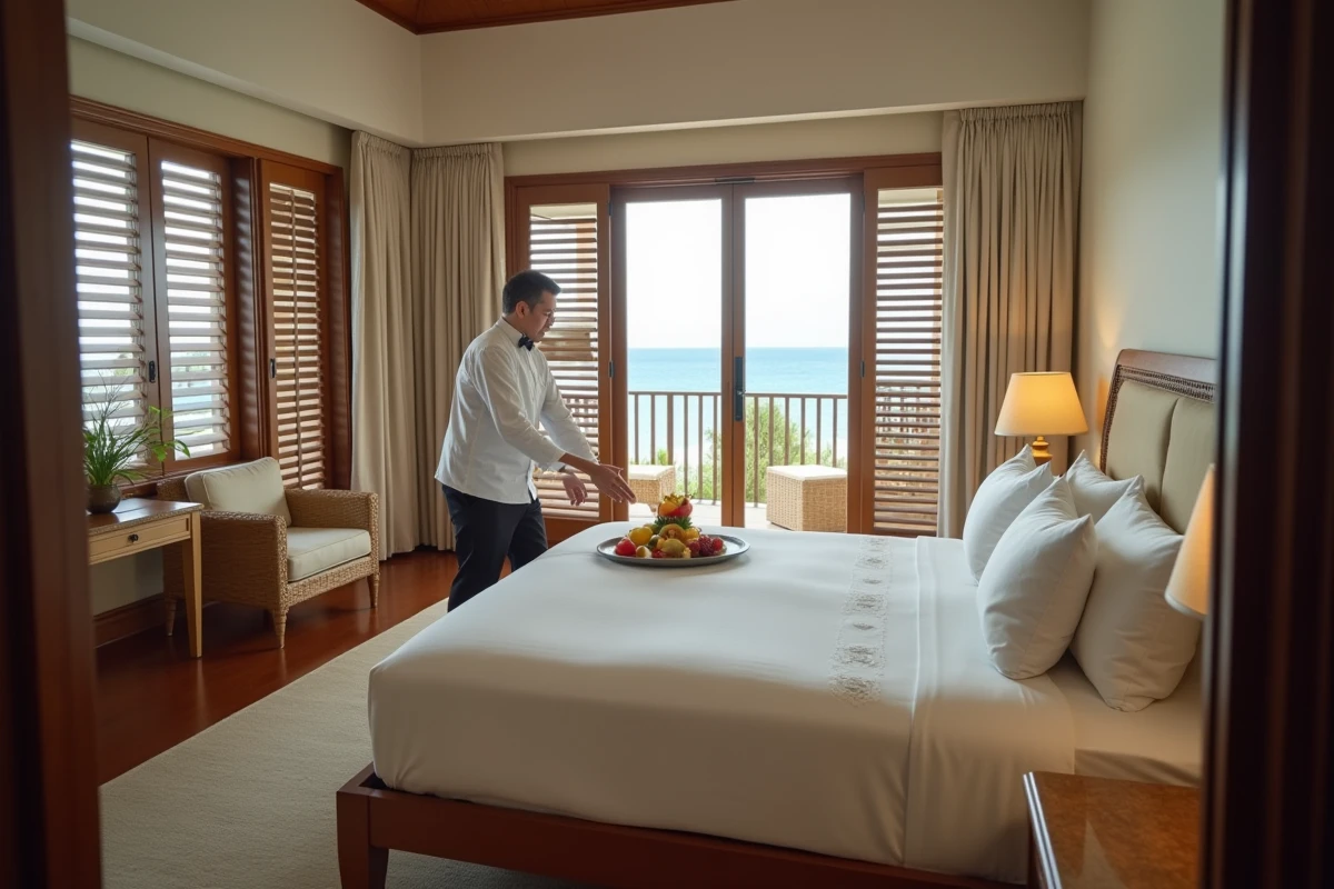 Suite luxueuse d'un hôtel 5 étoiles en Guadeloupe avec service de butler et vue sur la mer des Caraïbes