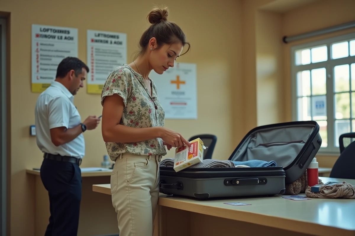 Femme ouvrant sa valise au poste frontière avec des cartouches de cigarettes dissimulées sous des vêtements