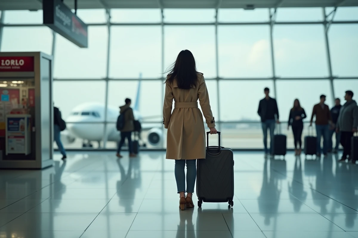 Voyageuse en partance à l'aéroport Charles de Gaulle pour un vol direct vers Hong Kong