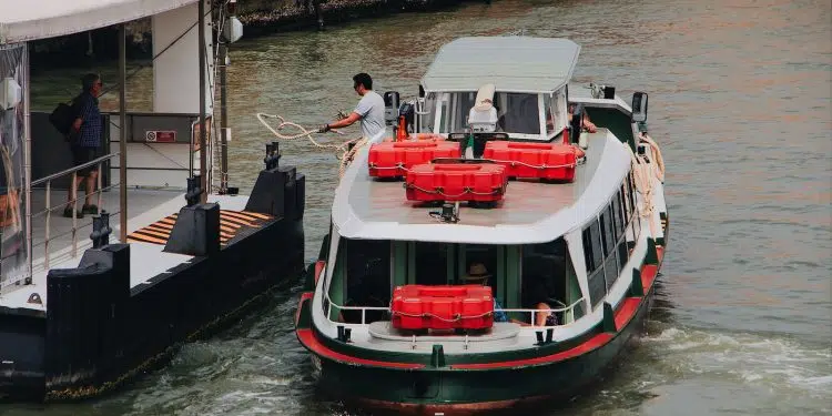 white and red boat